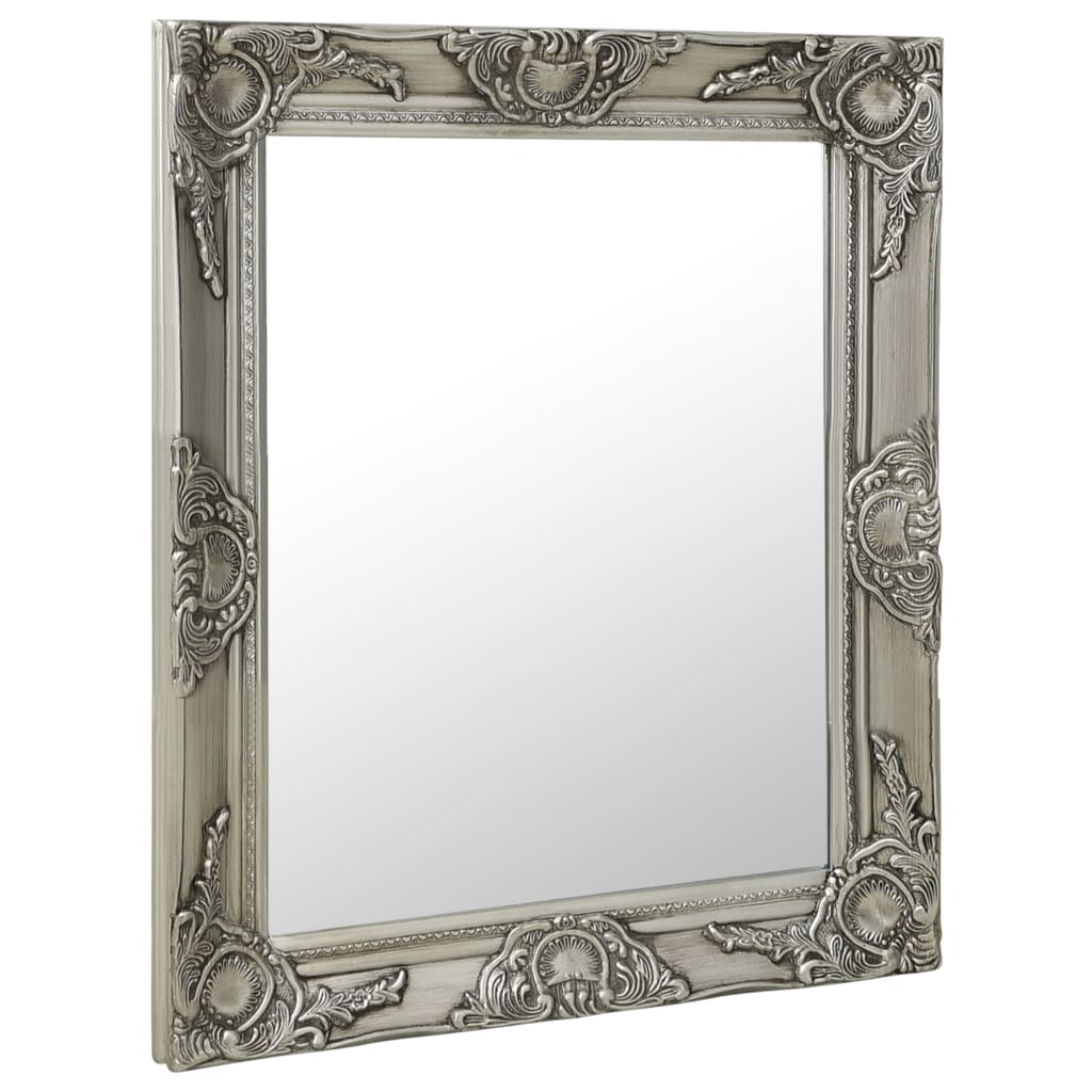 Wall Mirror Baroque Style 50x60 cm Silver - Newstart Furniture