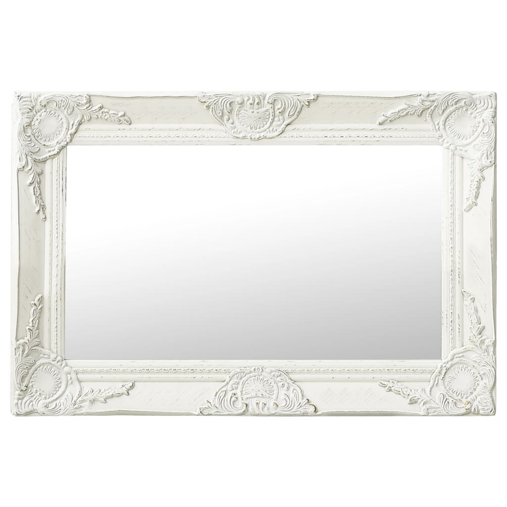 Wall Mirror Baroque Style 60x40 cm White - Newstart Furniture