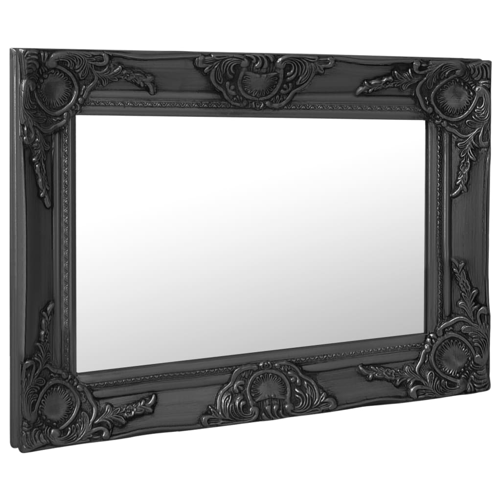 Wall Mirror Baroque Style 60x40 cm Black