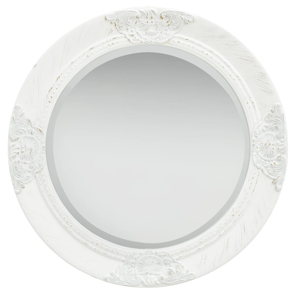 Wall Mirror Baroque Style 50 cm White - Newstart Furniture
