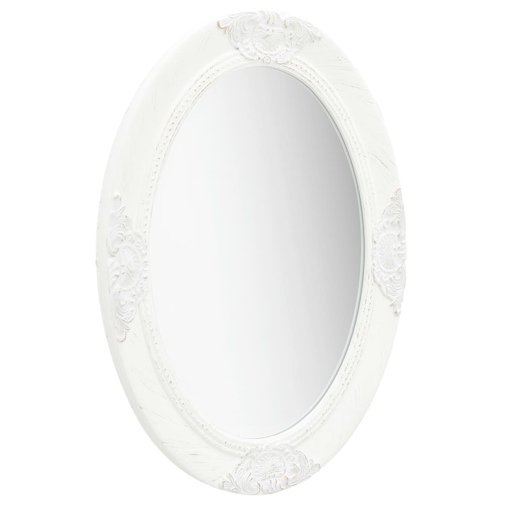 Wall Mirror Baroque Style 50x70 cm White - Newstart Furniture