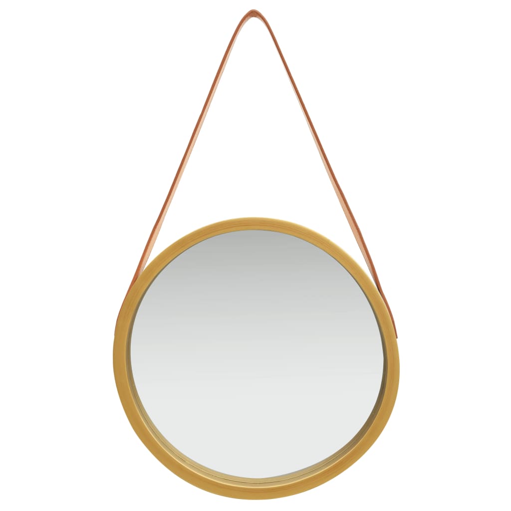Wall Mirror with Strap 40 cm Gold - Newstart Furniture
