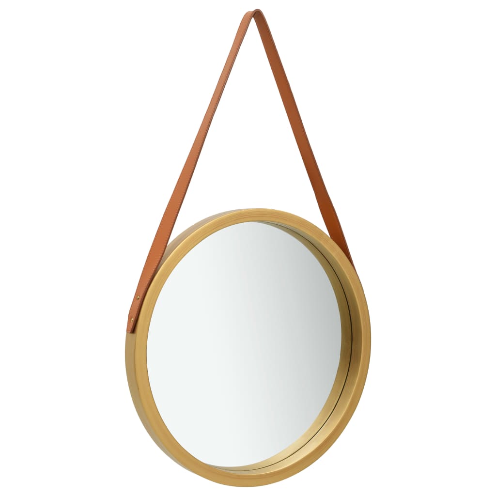 Wall Mirror with Strap 50 cm Gold - Newstart Furniture