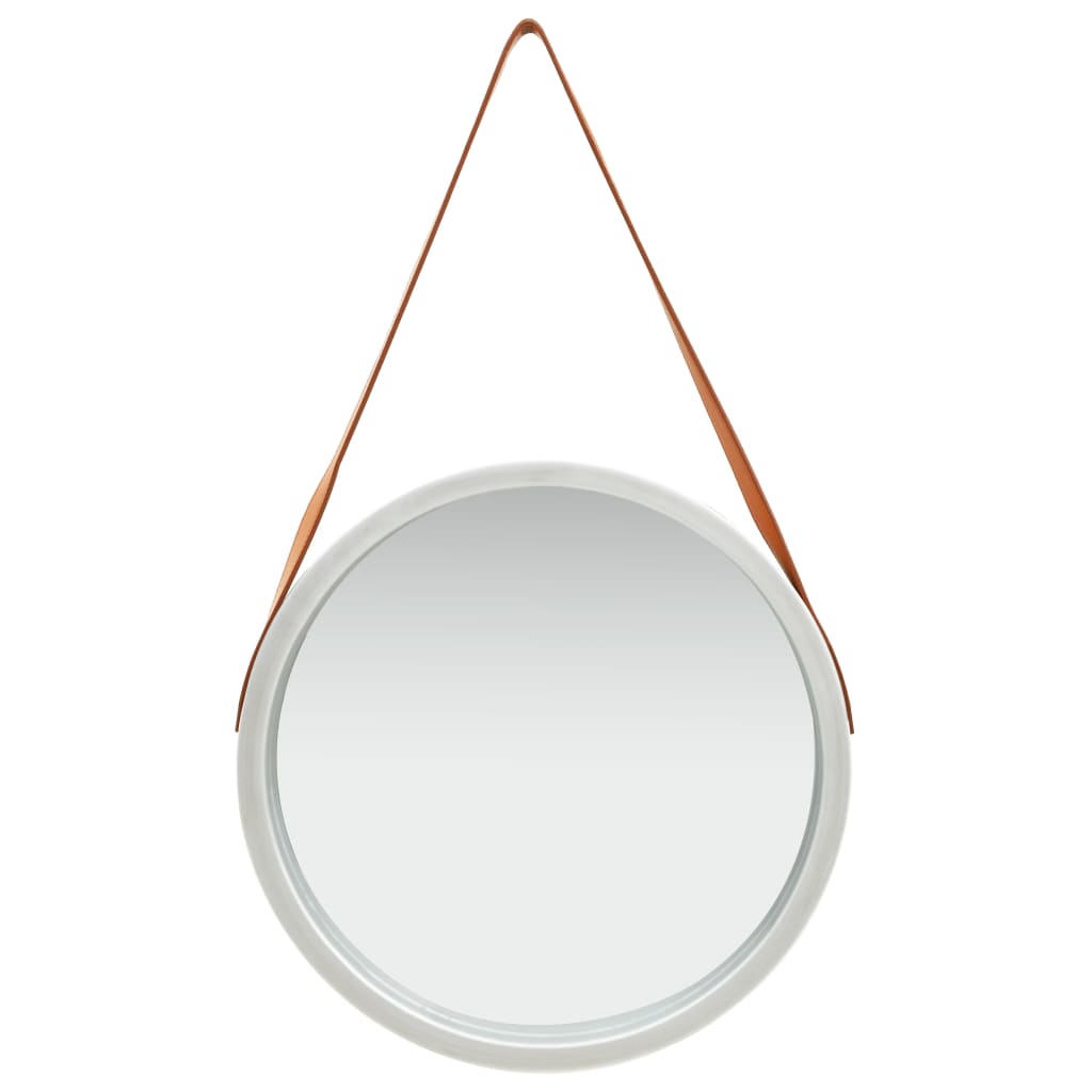 Wall Mirror with Strap 50 cm Silver - Newstart Furniture