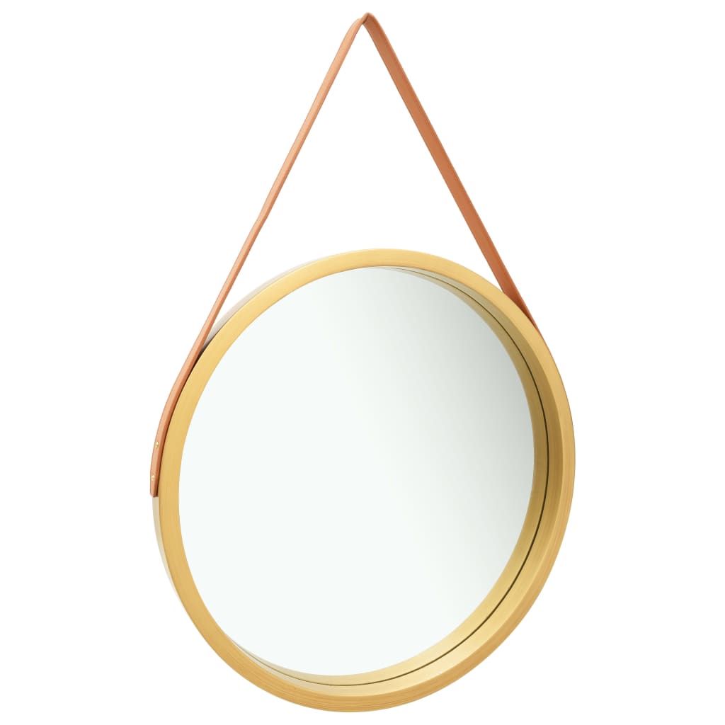 Wall Mirror with Strap 60 cm Gold - Newstart Furniture