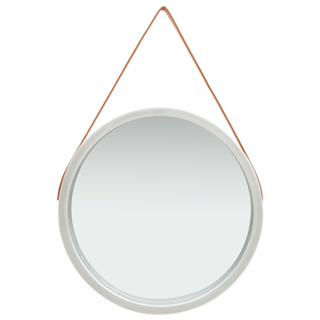 Wall Mirror with Strap 60 cm Silver - Newstart Furniture