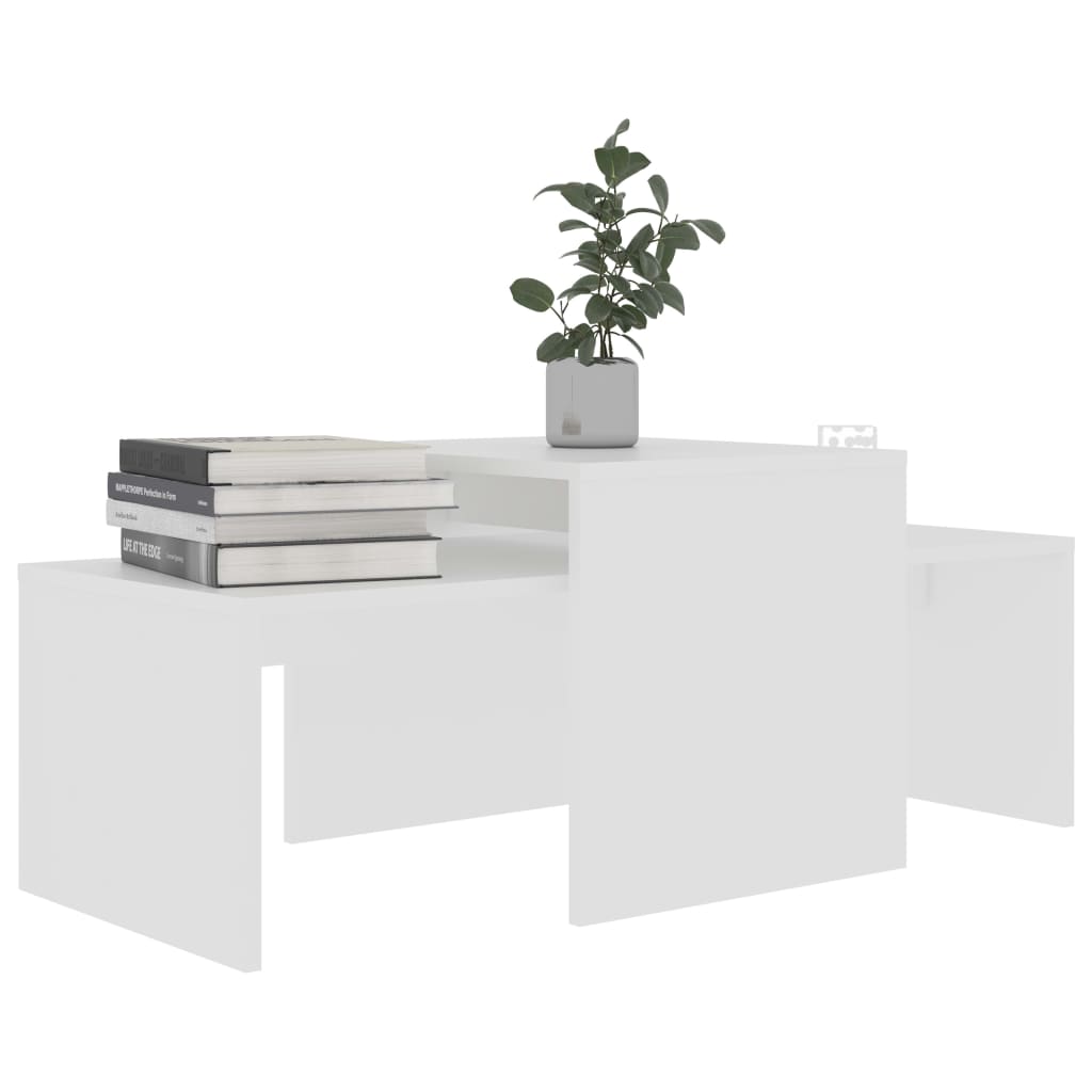 Coffee Table Set White 100x48x40 cm Engineered Wood - Newstart Furniture