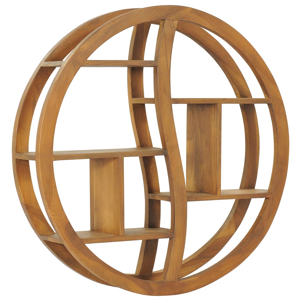 Yin Yang Wall Shelf 80x17.5x80 cm Solid Wood Teak - Newstart Furniture