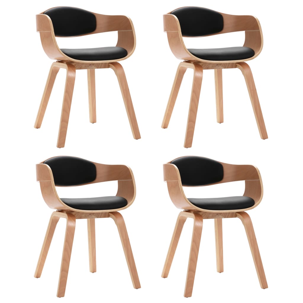 Dining Chairs 4 pcs Bent Wood and Faux Leather - Newstart Furniture