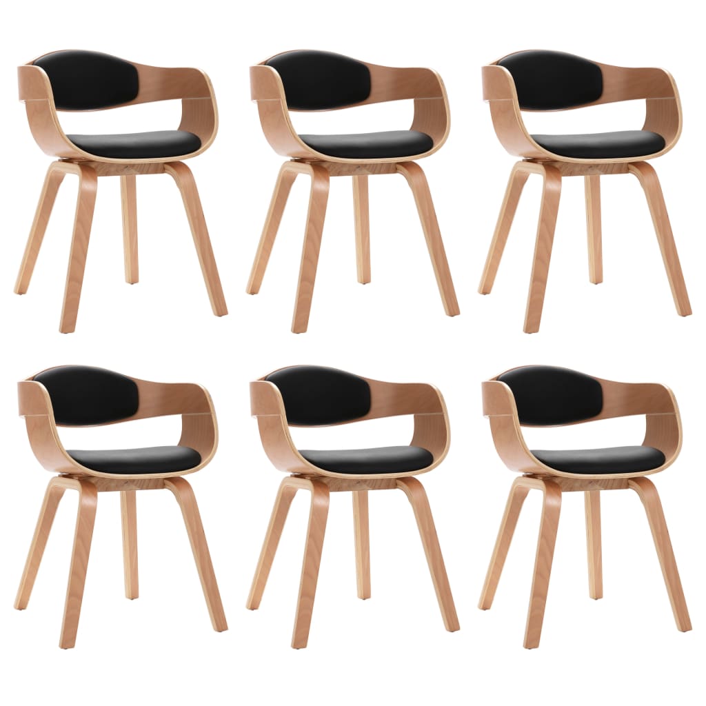 Dining Chairs 6 pcs Bent Wood and Faux Leather - Newstart Furniture