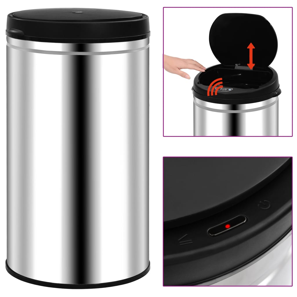 Automatic Sensor Dustbin 60 L Stainless Steel - Newstart Furniture