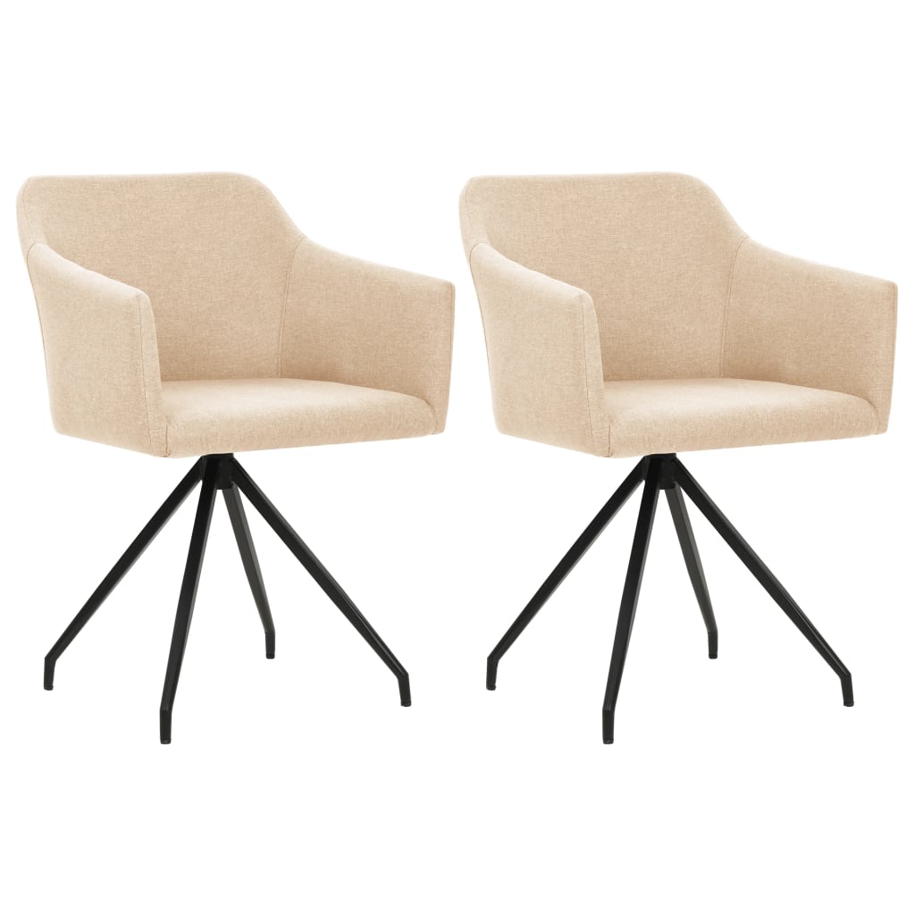 Swivel Dining Chairs 2 pcs Cream Fabric - Newstart Furniture