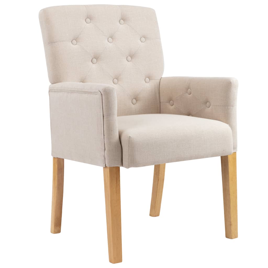 Dining Chair with Armrests Beige Fabric - Newstart Furniture
