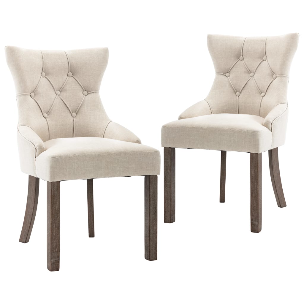 Dining Chairs 2 pcs Beige Fabric - Newstart Furniture