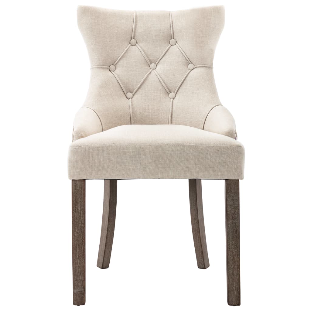 Dining Chairs 2 pcs Beige Fabric - Newstart Furniture
