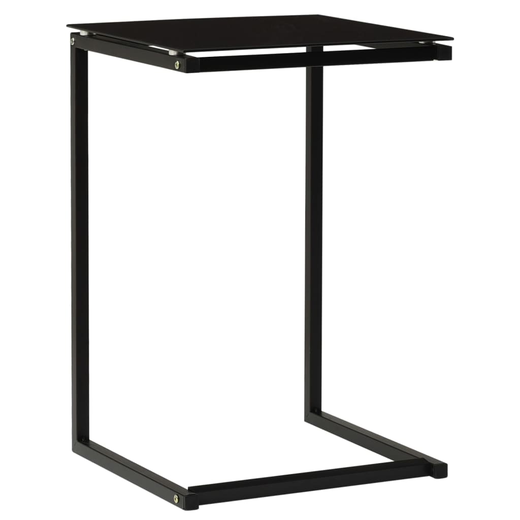 Side Table Black 40x40x60 cm Tempered Glass - Newstart Furniture