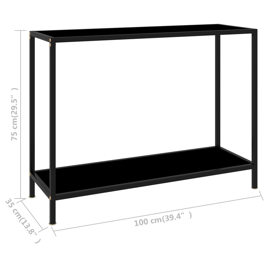 Console Table Black 100x35x75 cm Tempered Glass - Newstart Furniture
