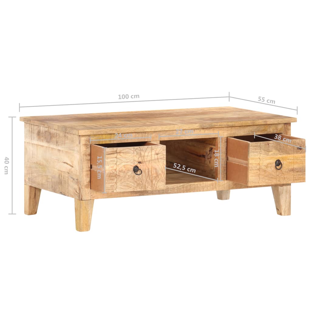 Coffee Table 100x55x40 cm Rough Mango Wood - Newstart Furniture