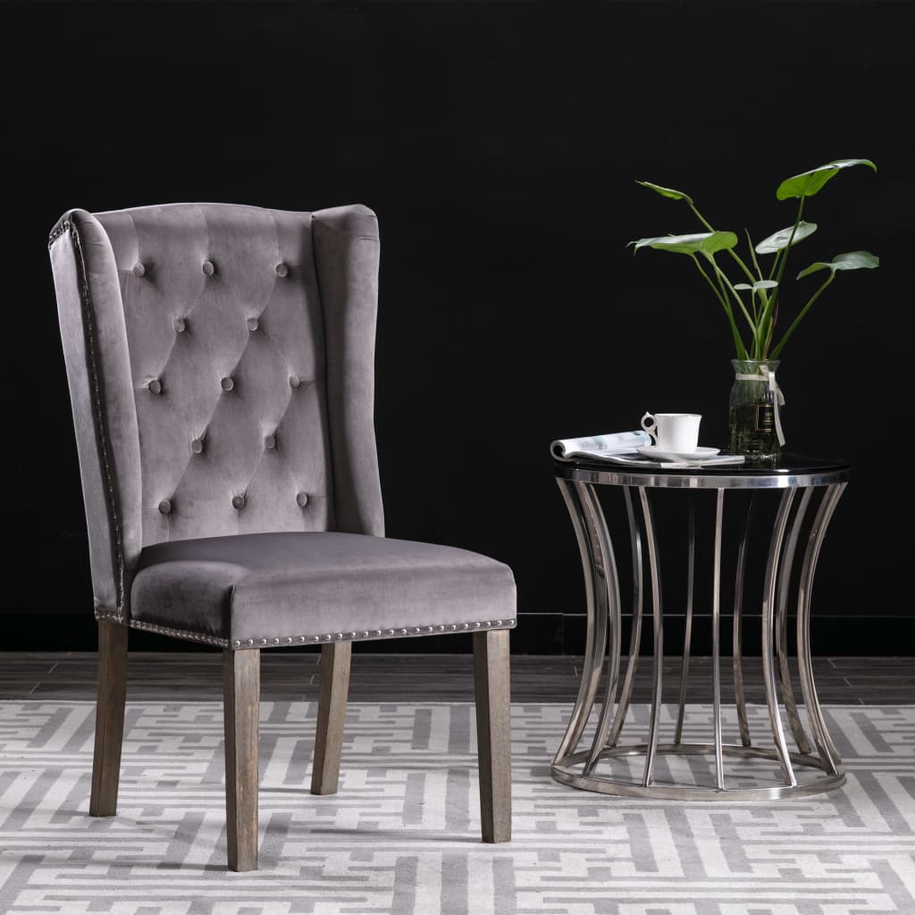 Dining Chairs 6 pcs Grey Velvet - Newstart Furniture