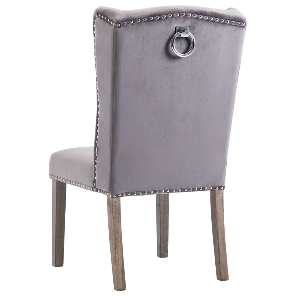 Dining Chairs 6 pcs Grey Velvet - Newstart Furniture