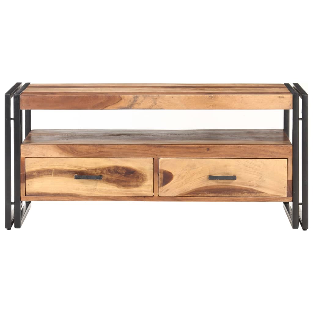 Coffee Table 100x55x45cm Solid Acacia Wood with Sheesham Finish - Newstart Furniture
