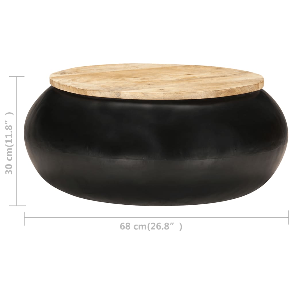 Coffee Table Black 68x68x30 cm Solid Mango Wood - Newstart Furniture