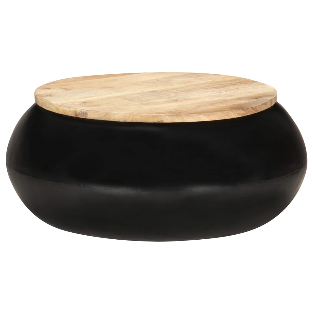Coffee Table Black 68x68x30 cm Solid Mango Wood - Newstart Furniture