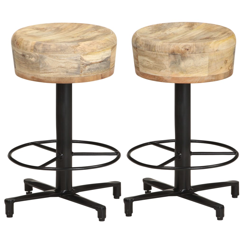 Bar Stools 2 pcs 52 cm Solid Mango Wood - Newstart Furniture