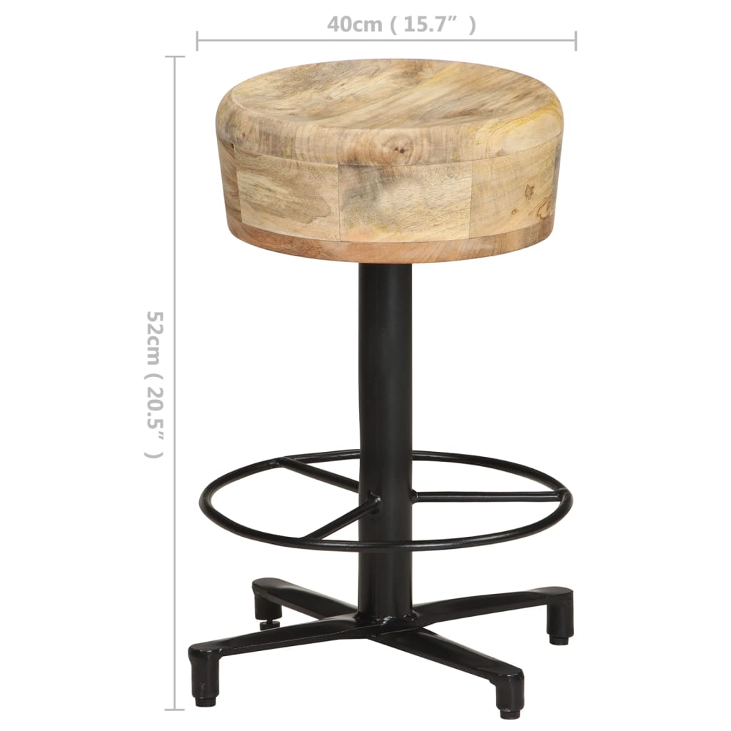 Bar Stools 2 pcs 52 cm Solid Mango Wood - Newstart Furniture