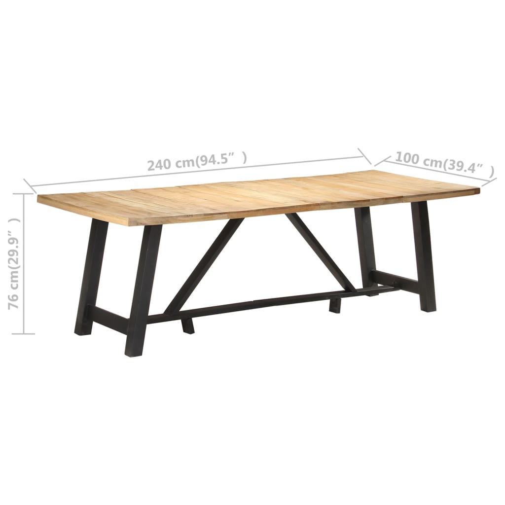 Dining Table 240x100x76 cm Rough Mango Wood - Newstart Furniture