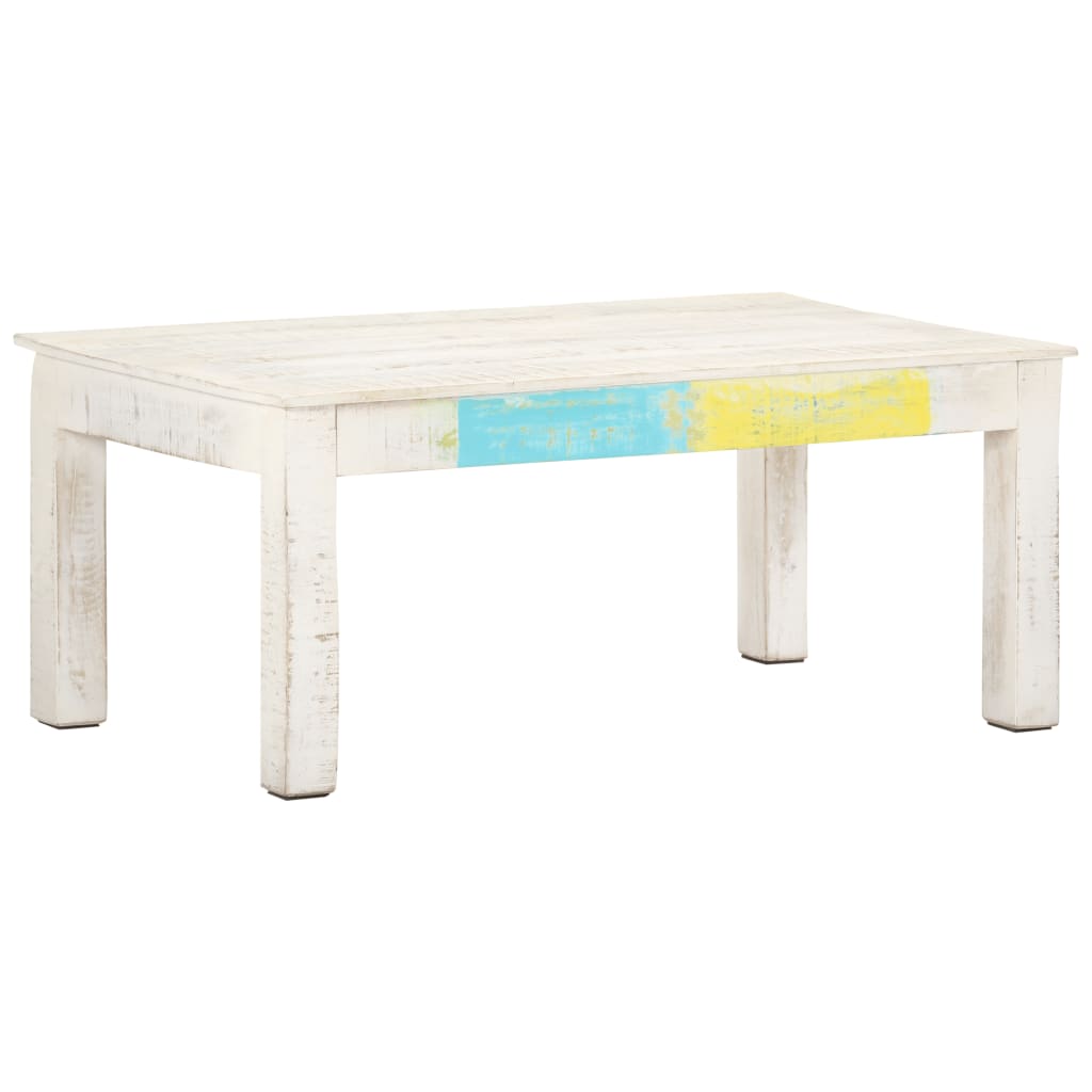Coffee Table White 110x60x45 cm Solid Mango Wood - Newstart Furniture