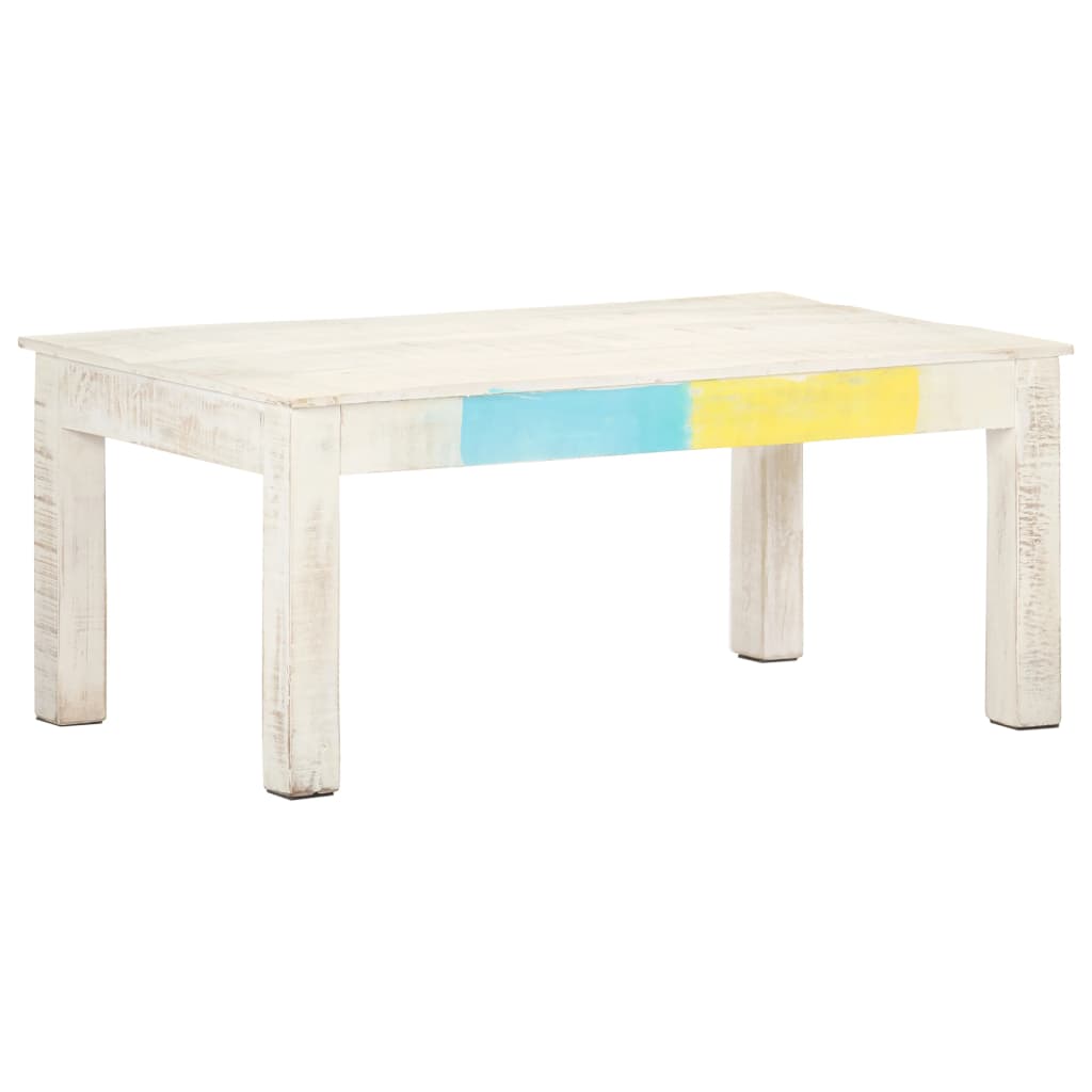 Coffee Table White 110x60x45 cm Solid Mango Wood - Newstart Furniture
