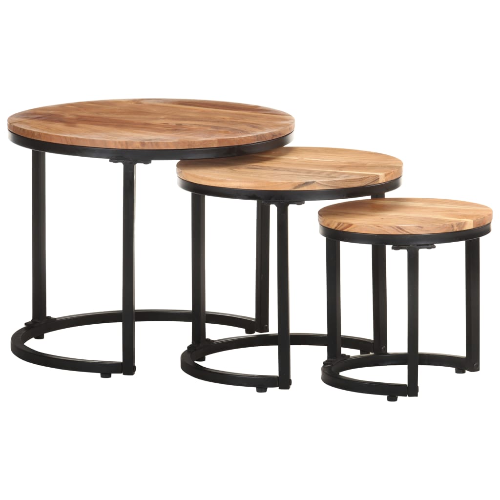 Side Tables 3 pcs Solid Acacia Wood - Newstart Furniture