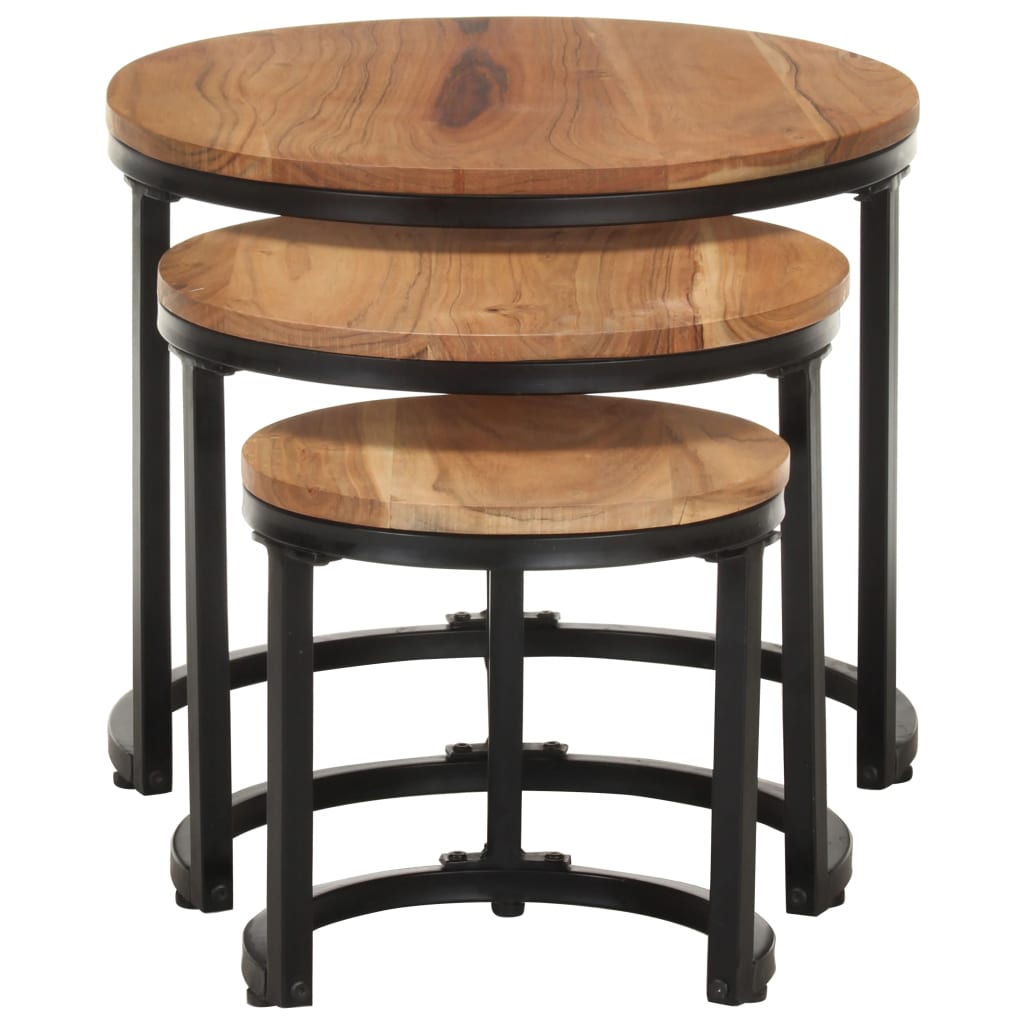 Side Tables 3 pcs Solid Acacia Wood - Newstart Furniture