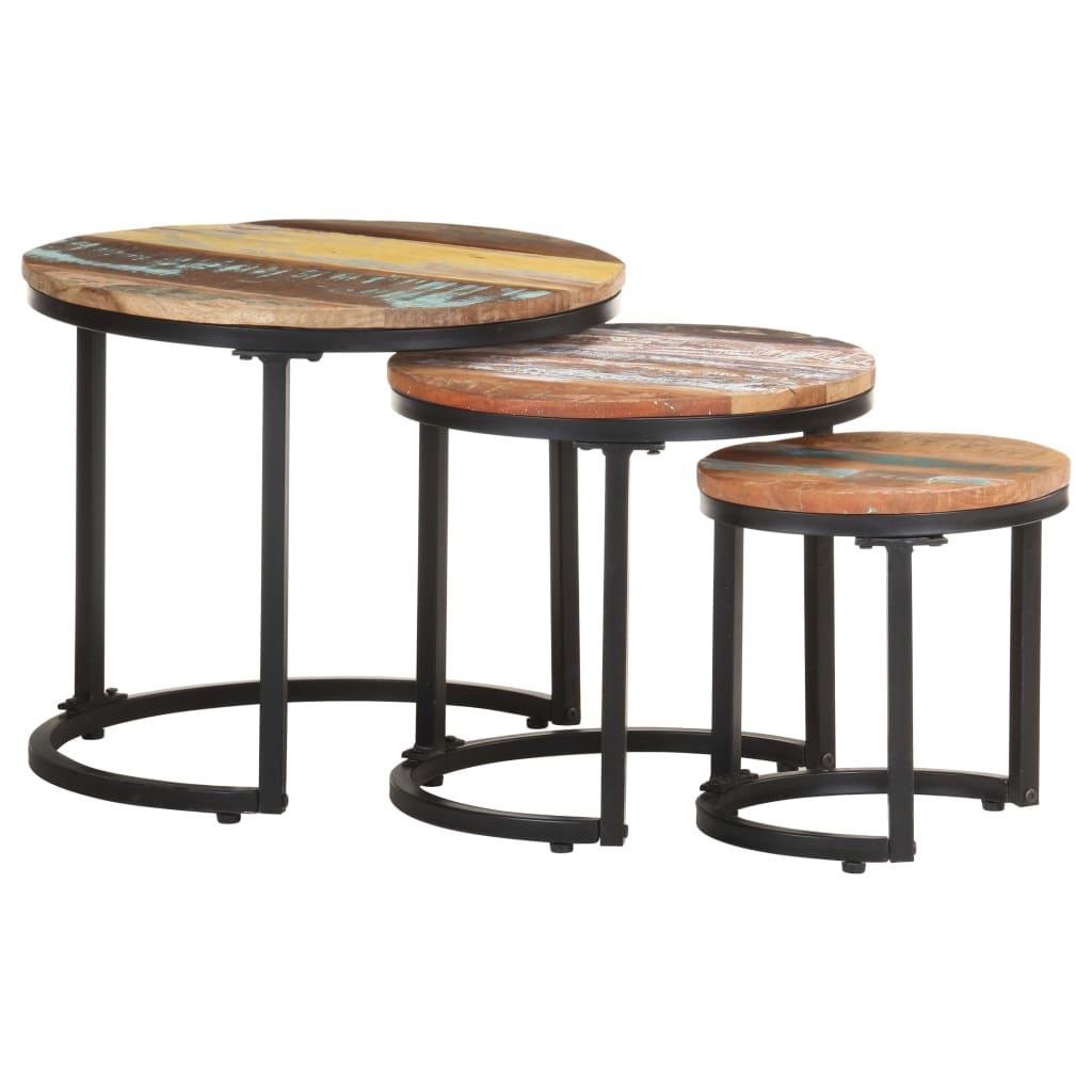 Side Tables 3 pcs Solid Reclaimed Wood - Newstart Furniture