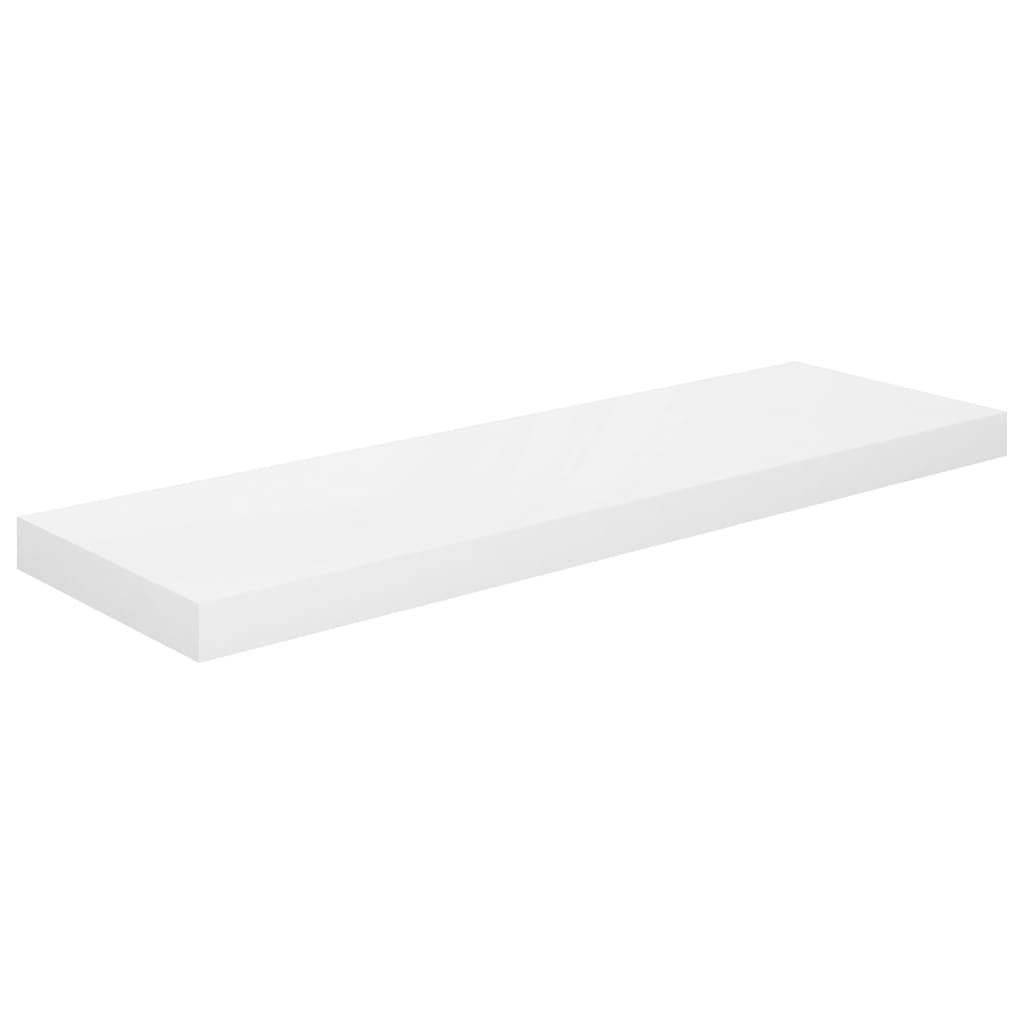 Floating Wall Shelves 2 pcs High Gloss White 80x23.5x3.8 cm MDF