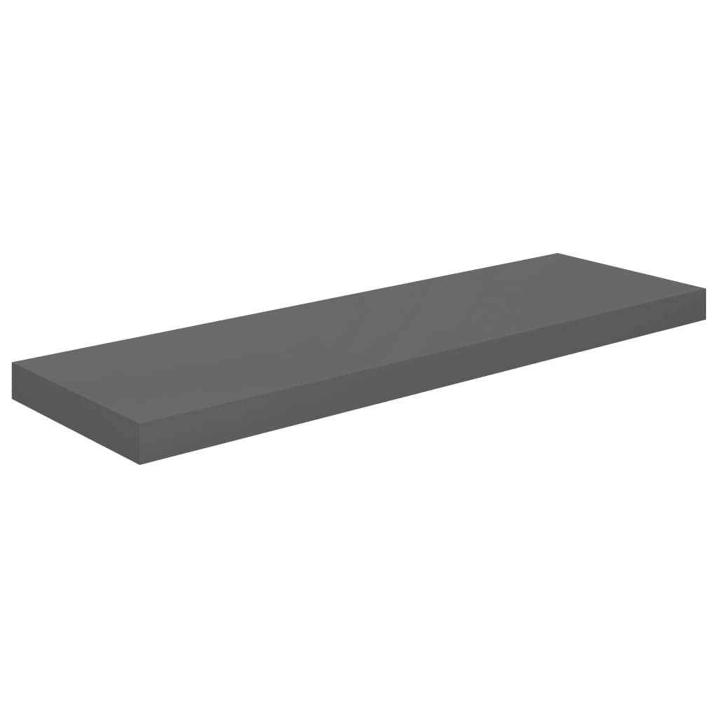 Floating Wall Shelf High Gloss Grey 80x23.5x3.8 cm MDF