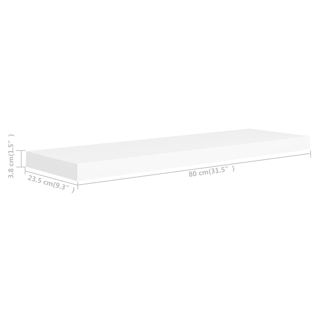 Floating Wall Shelves 2 pcs White 80x23.5x3.8 cm MDF