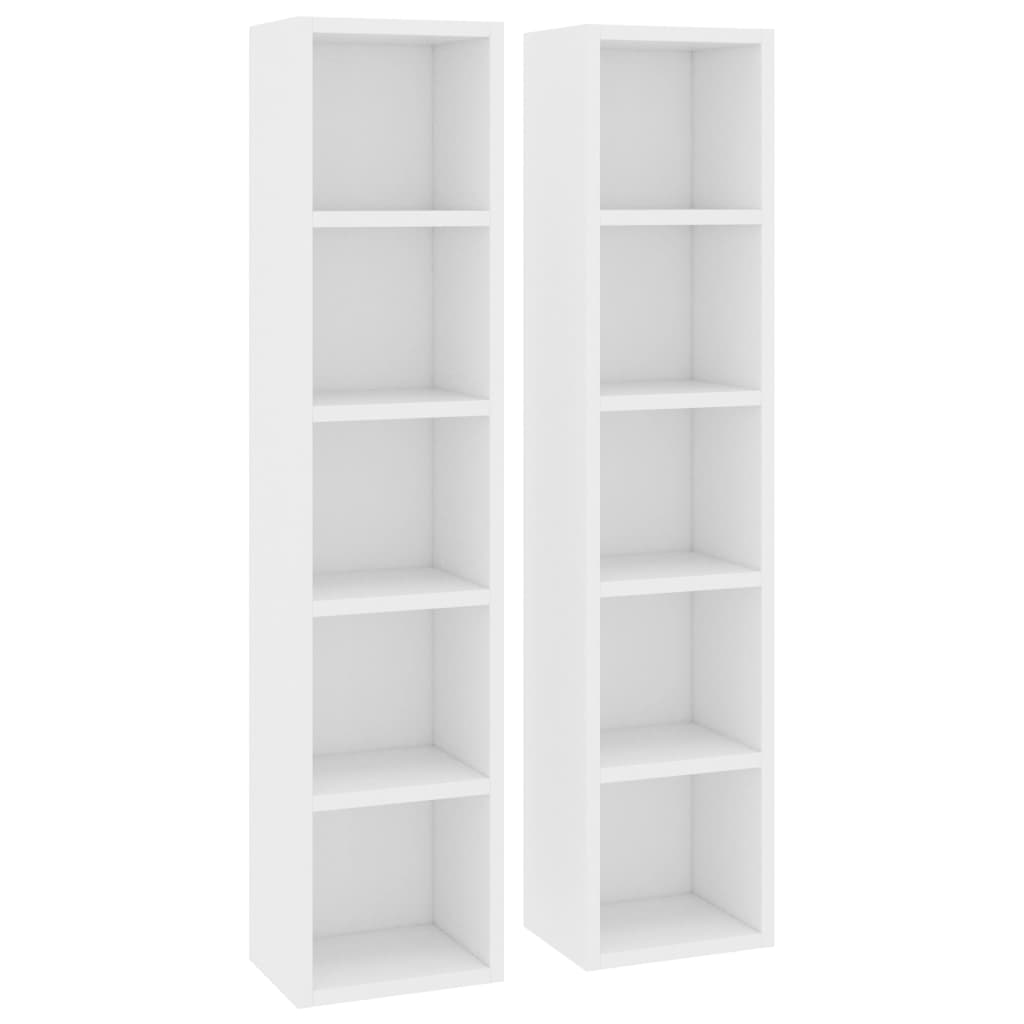 CD Cabinets 2 pcs White 21x16x93.5 cm Engineered Wood - Newstart Furniture
