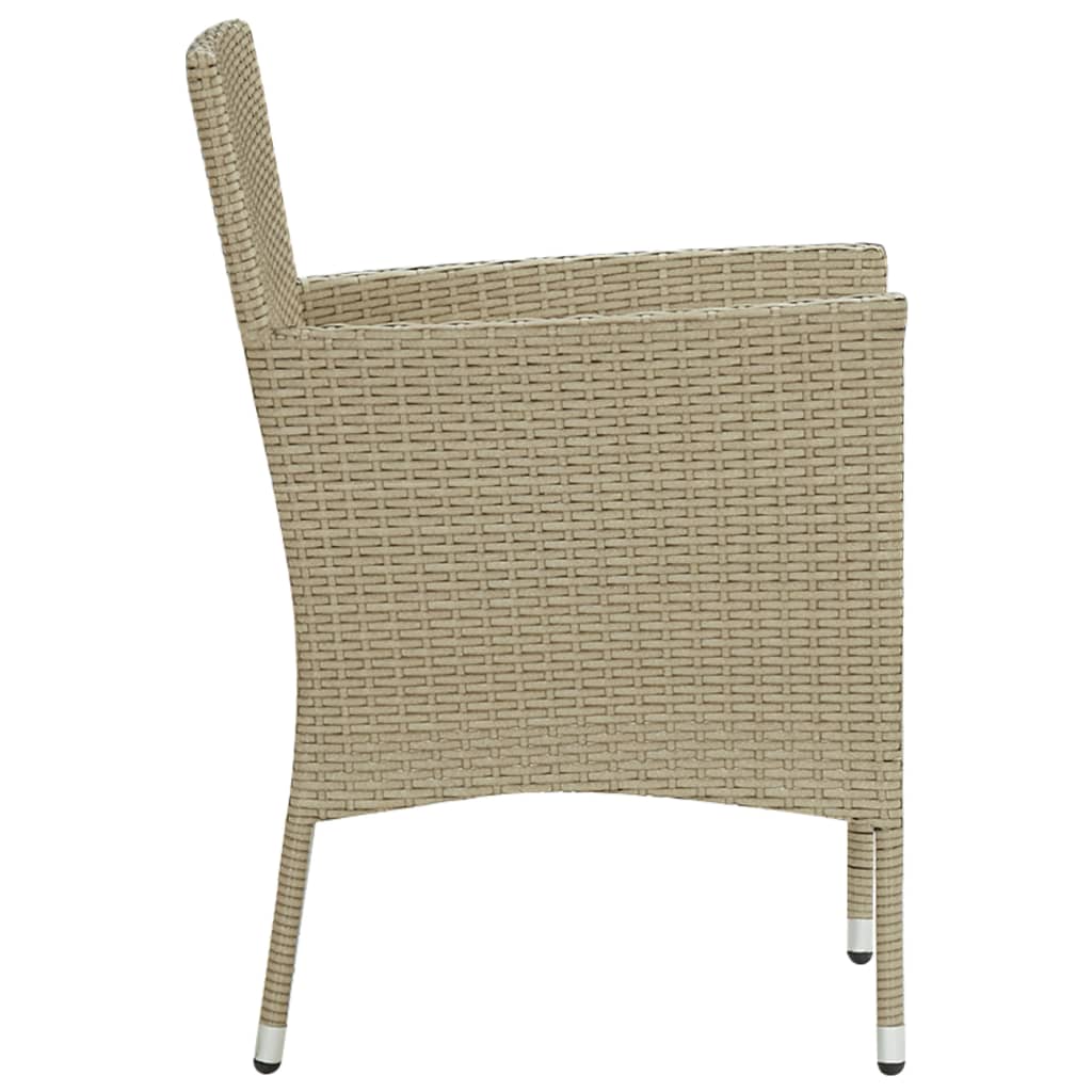 Garden Dining Chairs 2 pcs Poly Rattan Beige - Newstart Furniture