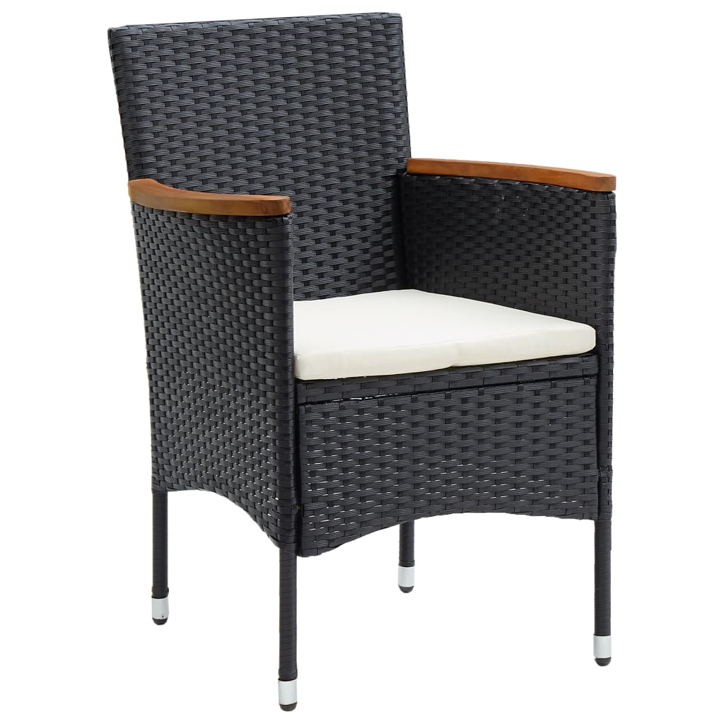 Garden Dining Chairs 4 pcs Poly Rattan Black - Newstart Furniture