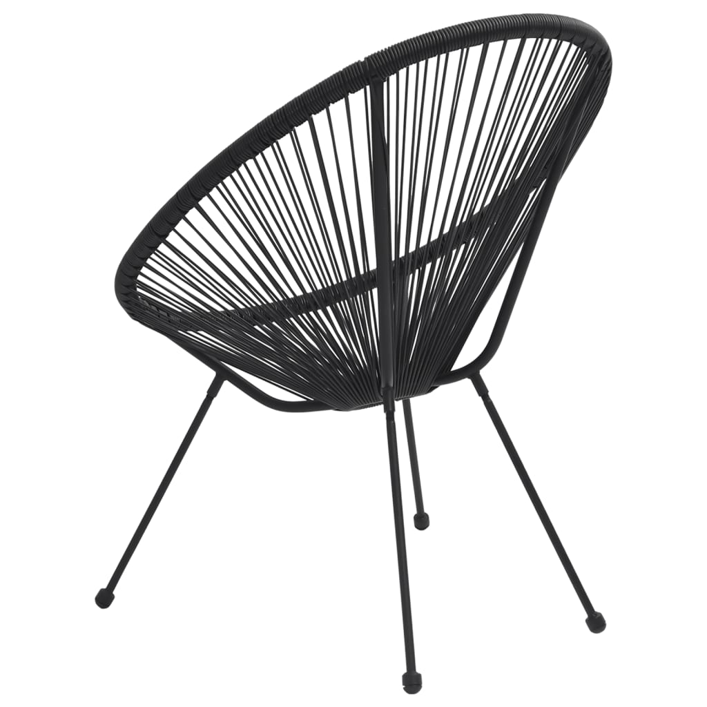 Garden Moon Chairs 2 pcs Rattan Black - Newstart Furniture