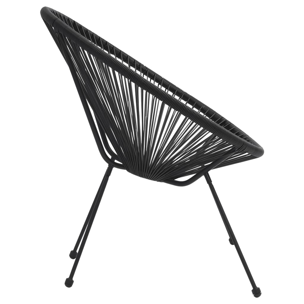 Garden Moon Chairs 2 pcs Rattan Black - Newstart Furniture