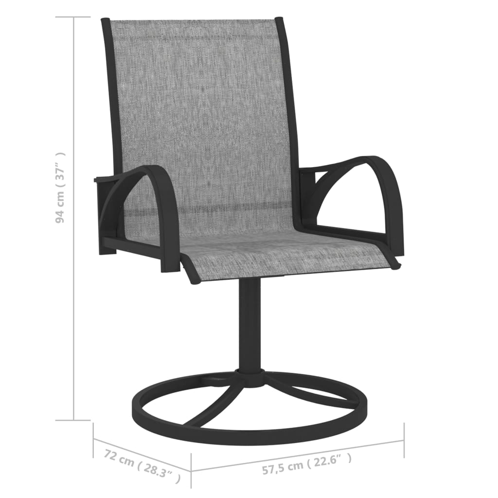 Garden Swivel Chairs 2 pcs Textilene and Steel Grey - Newstart Furniture