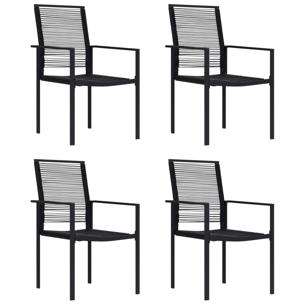 Garden Chairs 4 pcs PVC Rattan Black - Newstart Furniture