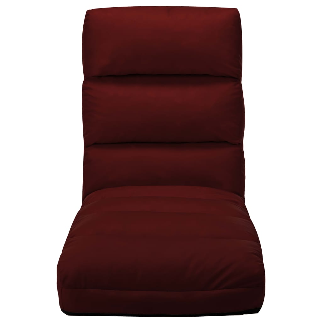 Folding Floor Chair Wine Red Faux Leather - Newstart Furniture