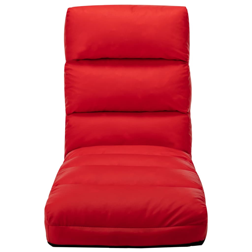 Folding Floor Chair Red Faux Leather - Newstart Furniture