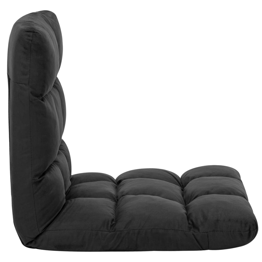 Folding Floor Chair Black Microfibre - Newstart Furniture