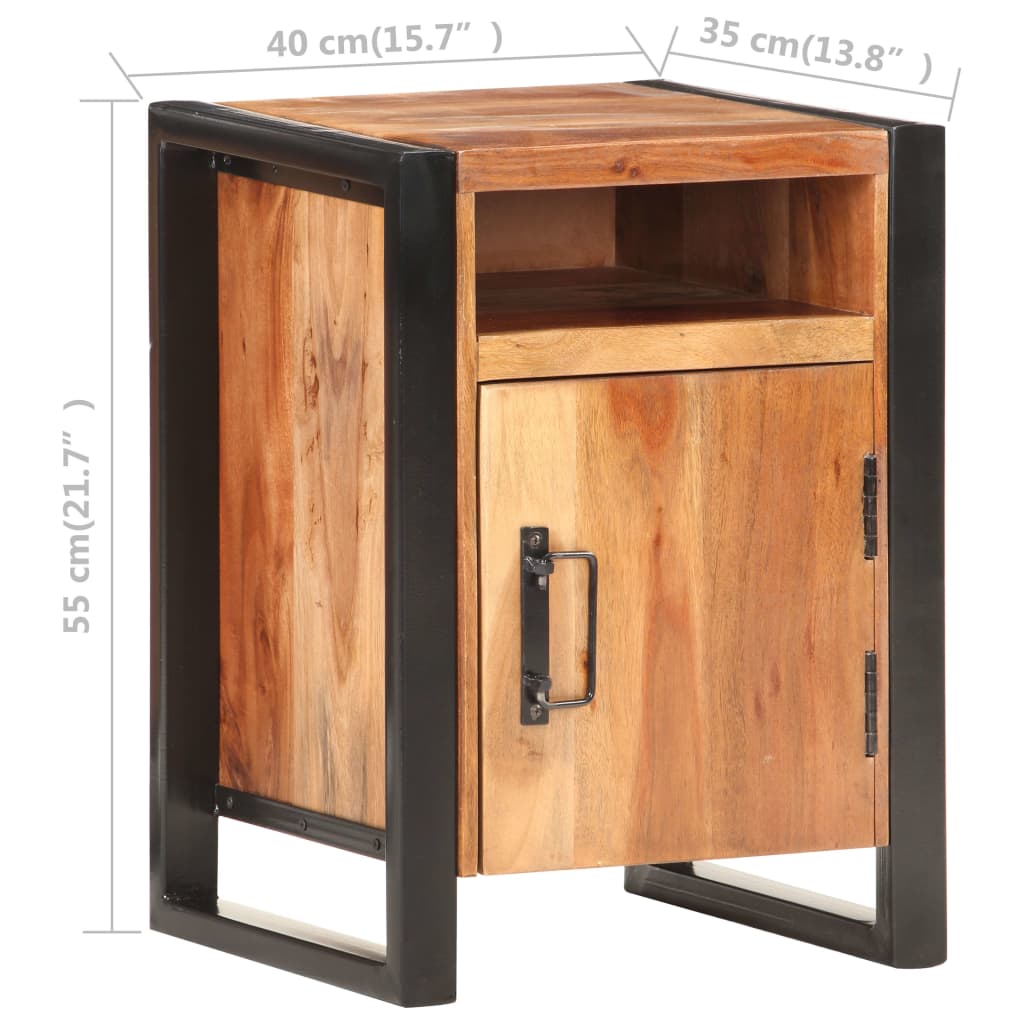 Bedside Cabinet 40x35x55cm Solid Wood Acacia in Sheesham Finish - Newstart Furniture