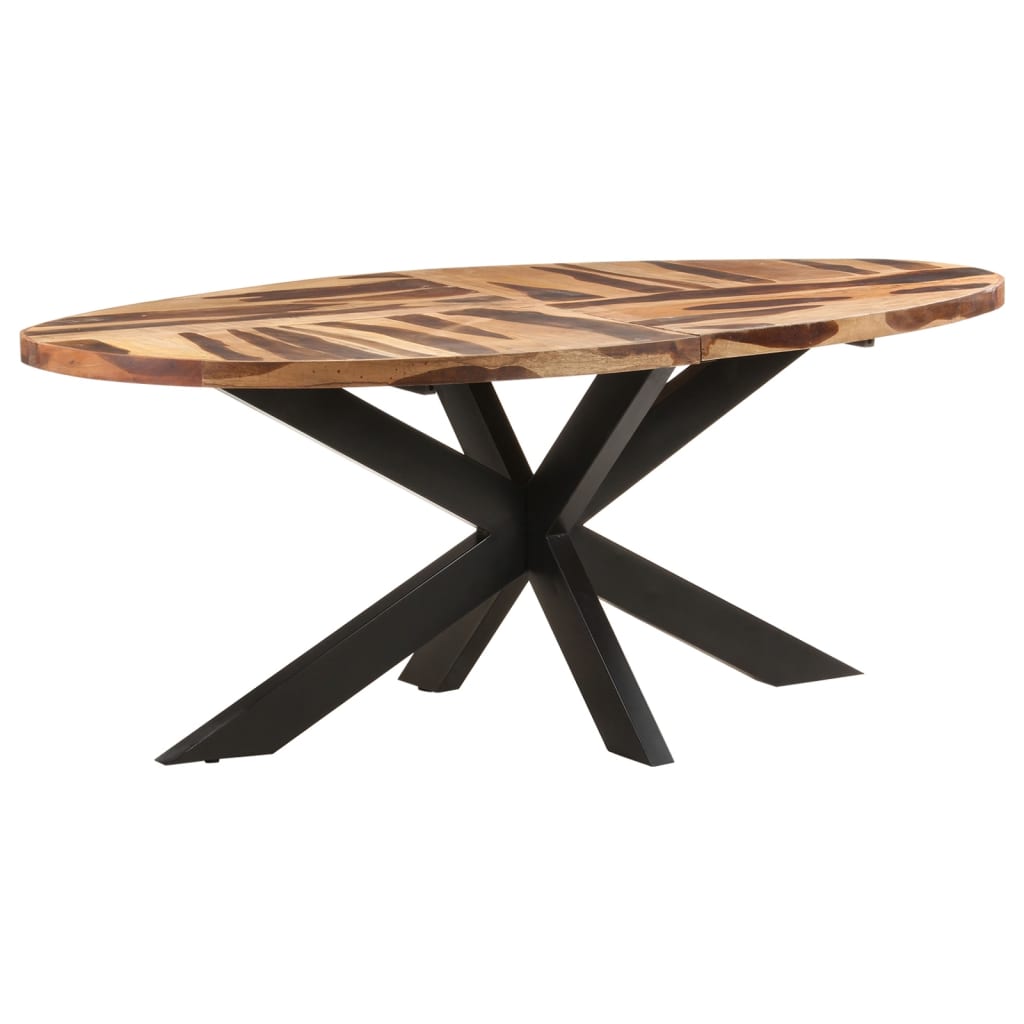 Dining Table Oval 200x100x75cm Acacia Wood with Sheesham Finish - Newstart Furniture